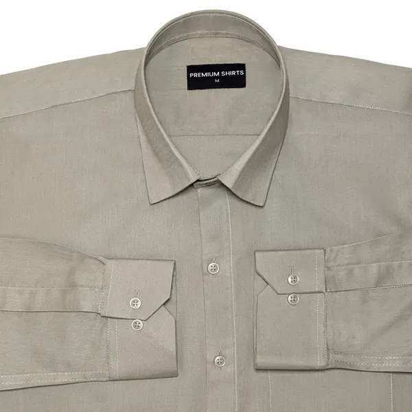 Khaki_Grey_Oxford_Cotton_Shirt_For_Men