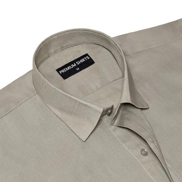 Khaki_Grey_Oxford_Cotton_Shirt_For_Men