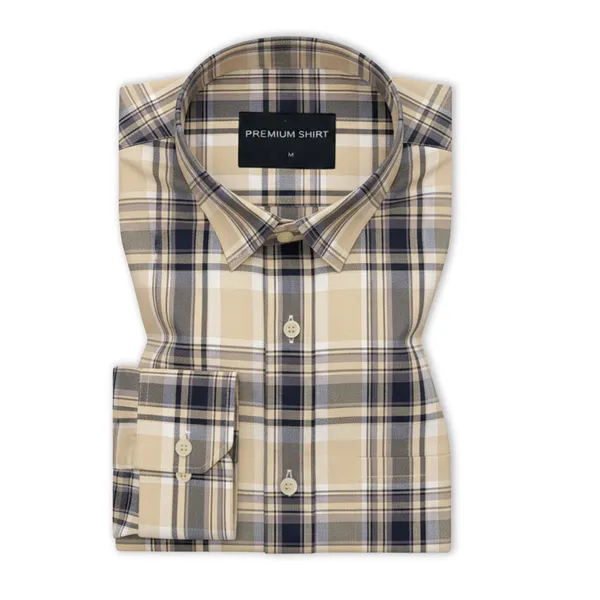 Beige_Navy_Classic_Check_Cotton_Blend_Shirt_For_Men