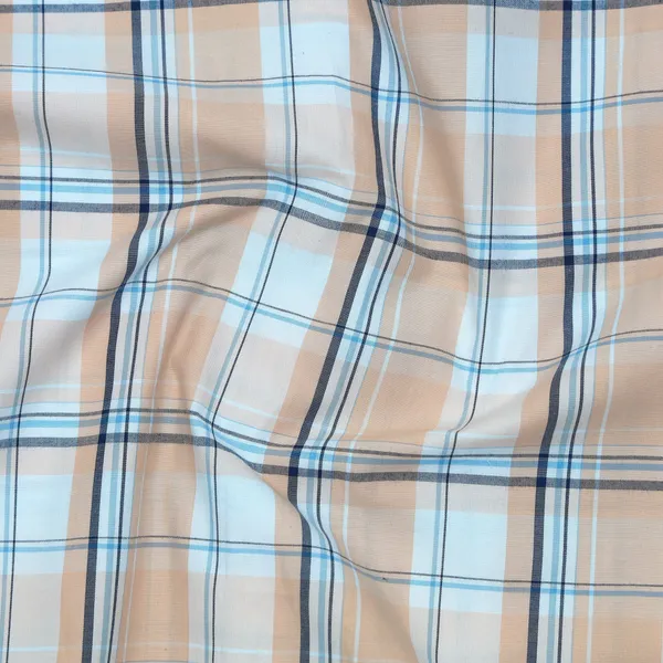 Peach_White_Classic_Check_Paper_Cotton_Shirt_For_Men