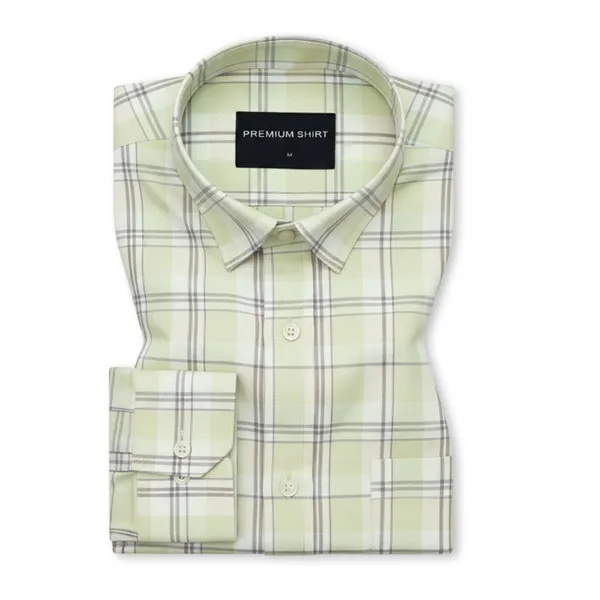 Pale_Pistachio_Classic_Check_Oxford_Cotton_Shirt_For_Men