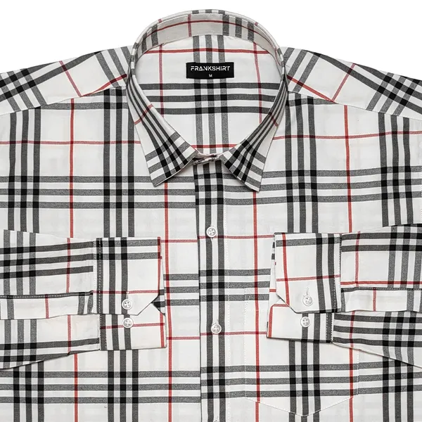 White_Tartan_Check_Cotton_Shirt_For_Men