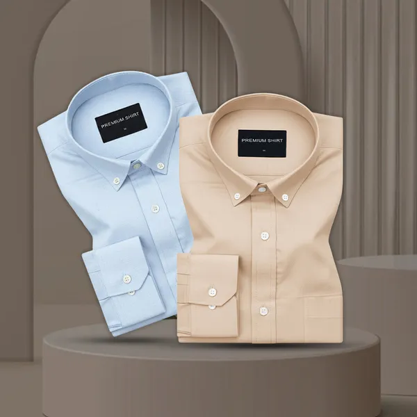 Pack_Of_2_Oxford_Cotton_Shirt_For_Men_Sky_Blue_Cream