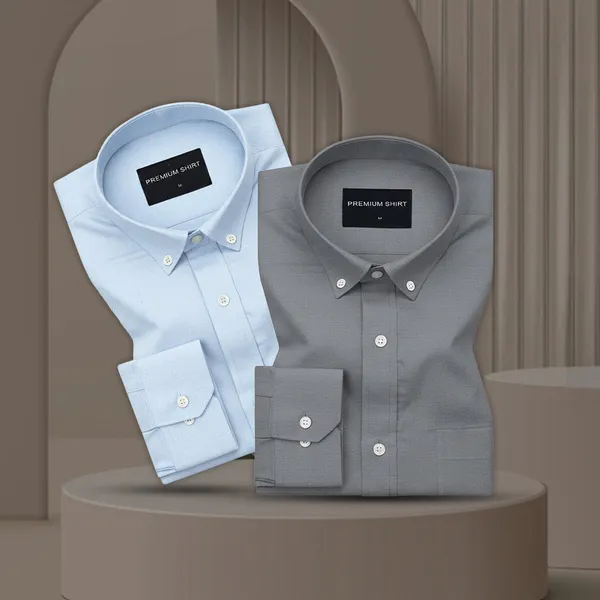 Pack_Of_2_Oxford_Cotton_Shirt_For_Men_Sky_Blue_Dark_Grey