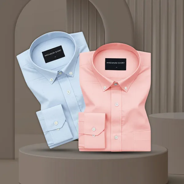 Pack_Of_2_Oxford_Cotton_Shirt_For_Men_Sky_Blue_Peach