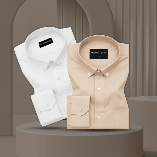 Pack_Of_2_Oxford_Cotton_Shirt_For_Men_White_Cream