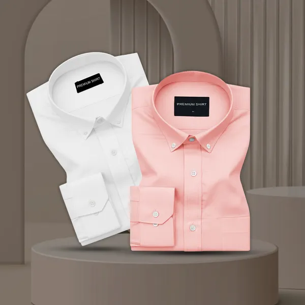 Pack_Of_2_Oxford_Cotton_Shirt_For_Men_White_Peach
