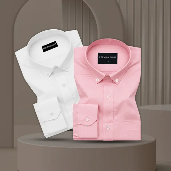 Pack_Of_2_Oxford_Cotton_Shirt_For_Men_White_Pink