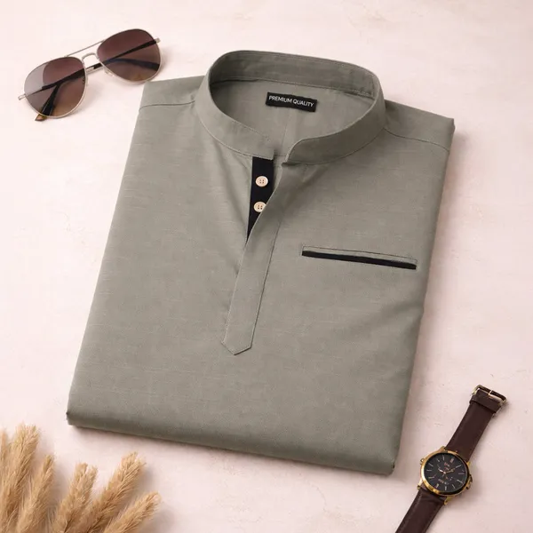 Pack_Of_2_Urban_Fit_Olive_Mehendi_Short_Linen_Kurta_For_Men