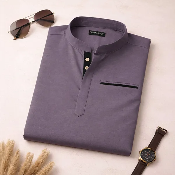 Pack_Of_2_Urban_Fit_Mehendi_Purple_Short_Linen_Kurta_For_Men
