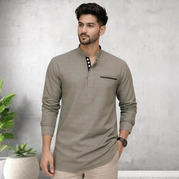 Pack_Of_2_Urban_Fit_Olive_Purple_Short_Linen_Kurta_For_Men