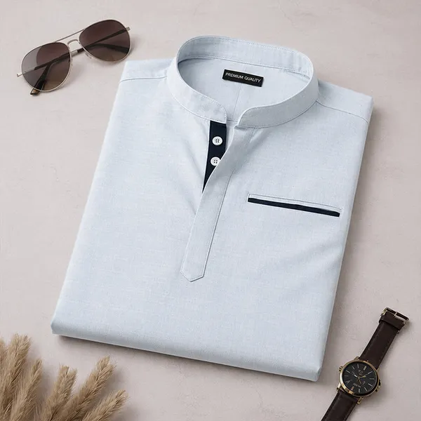 Urban_Fit_Sky_Blue_Short_Textured_Linen_Kurta_For_Men