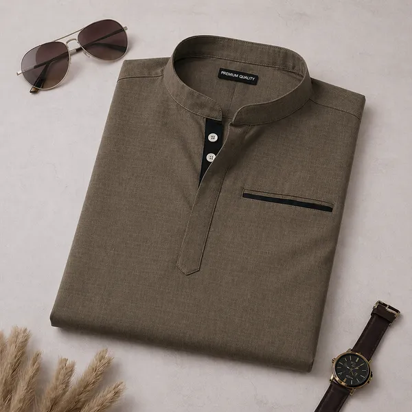 Urban_Fit_Deep_Olive_Short_Textured_Linen_Kurta_For_Men