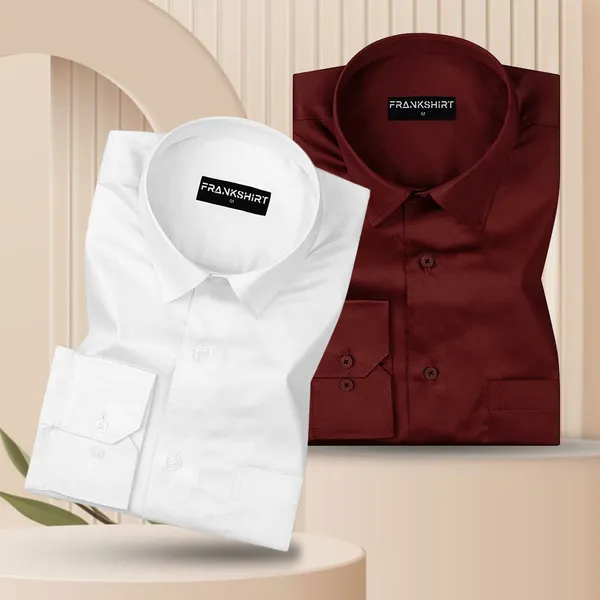 300gsm_Premium_Satin_Shirt_Combo_For_Men_White_Crimson_Red