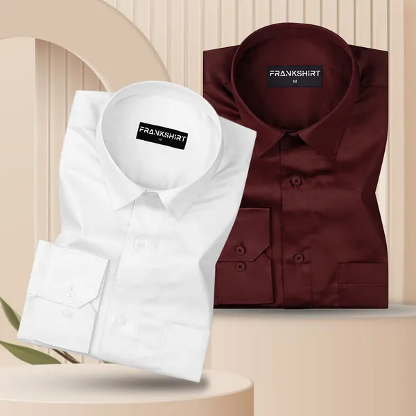 300gsm_Premium_Satin_Shirt_Combo_For_Men_White_Maroon