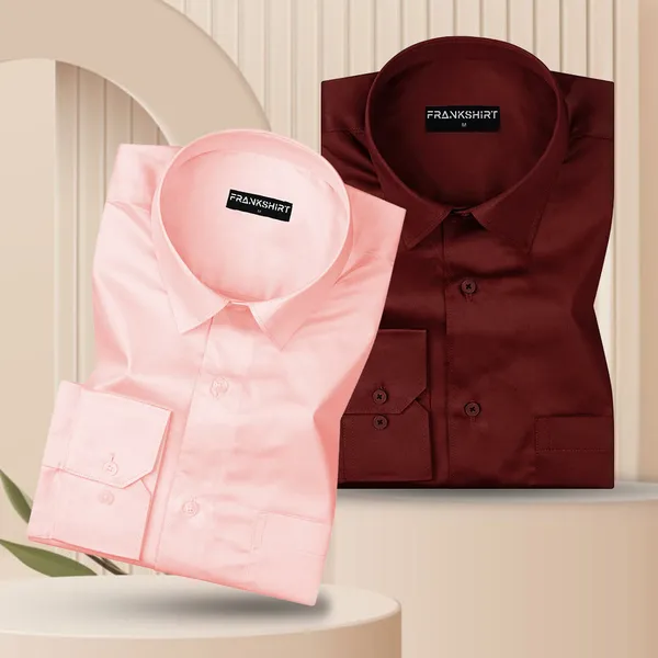 300gsm_Premium_Satin_Shirt_Combo_For_Men_Pink_Crimson_Red