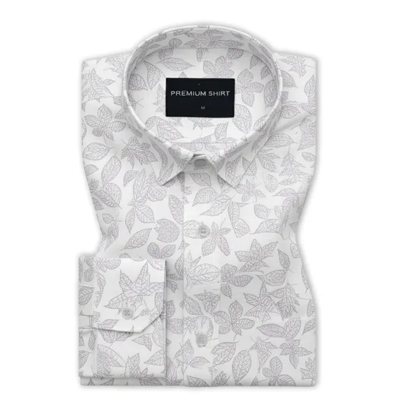 White_Lavender_Abstract_Linen_Shirt_For_Men