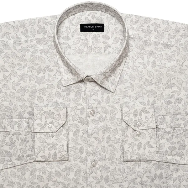 White_Lavender_Abstract_Linen_Shirt_For_Men