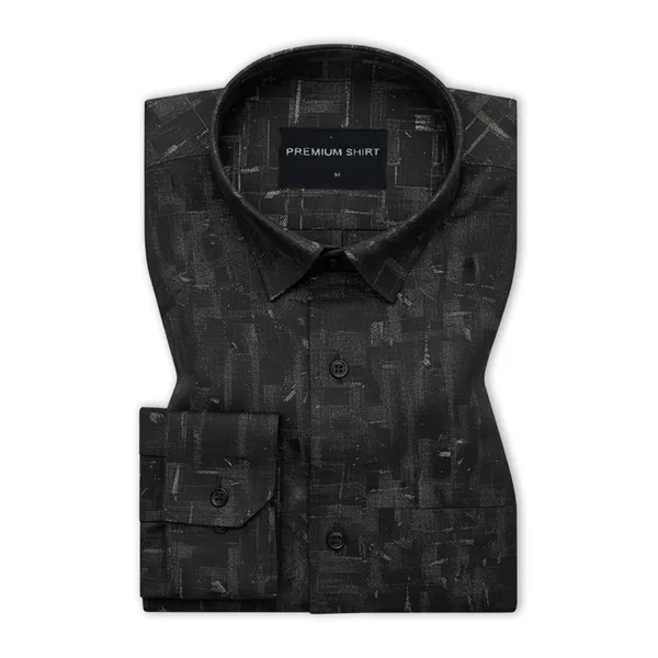 Black_Abstract_Linen_Shirt_For_Men