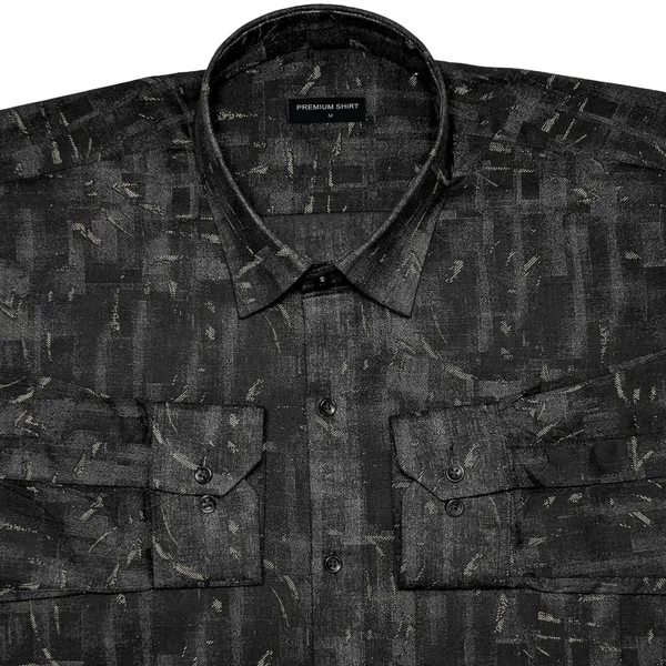 Black_Abstract_Linen_Shirt_For_Men