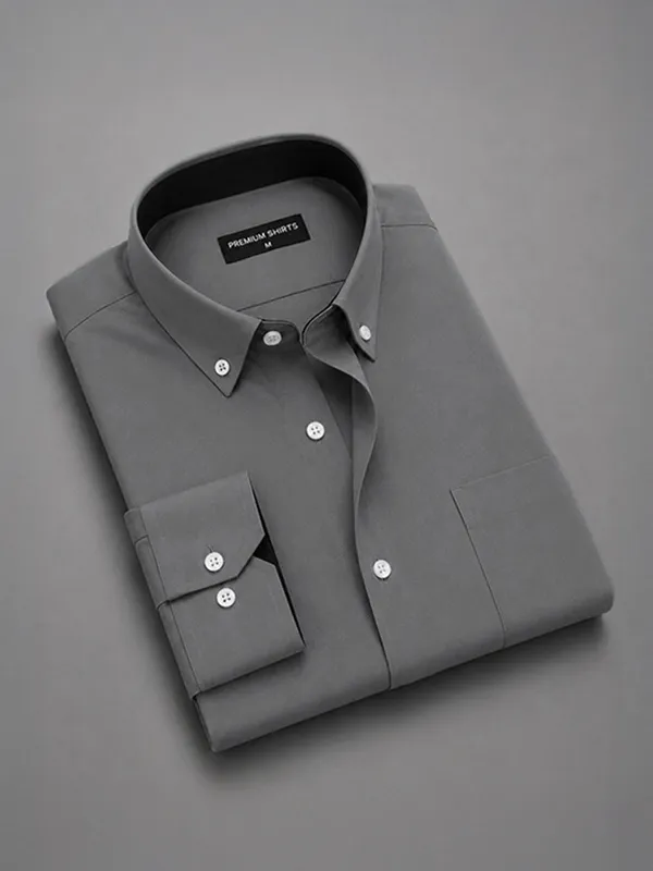 Dark_Grey_Satin_Contrast_Collar_Shirt_For_Men