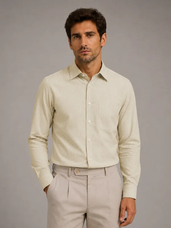 Cream_Pinstripe_Oxford_Shirt_For_Men