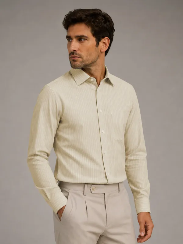 Cream_Pinstripe_Oxford_Shirt_For_Men