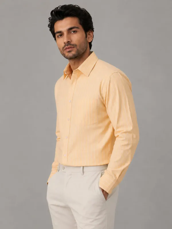 Lemon_Pinstripe_Oxford_Shirt_For_Men
