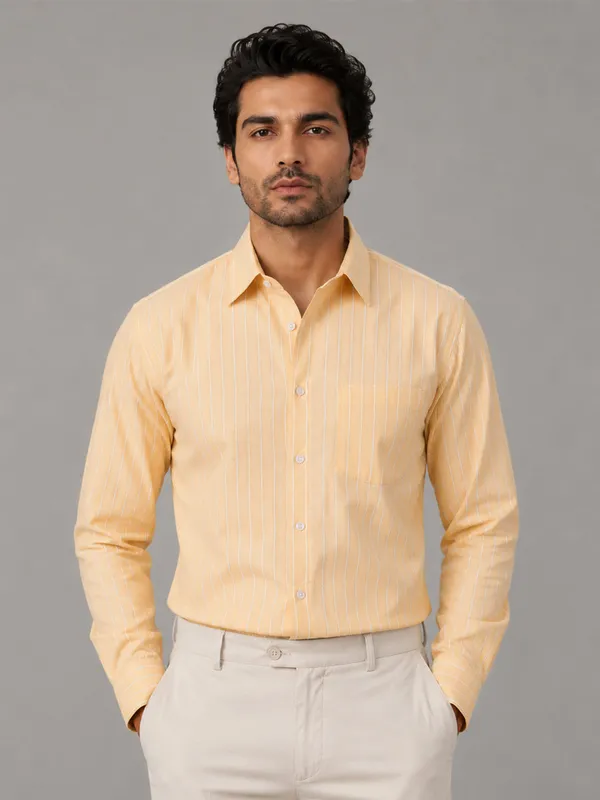 Lemon_Pinstripe_Oxford_Shirt_For_Men