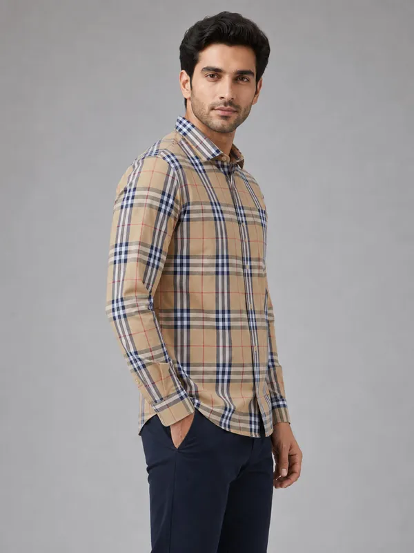Mustard_Tartan_Check_Cotton_Shirt_For_Men