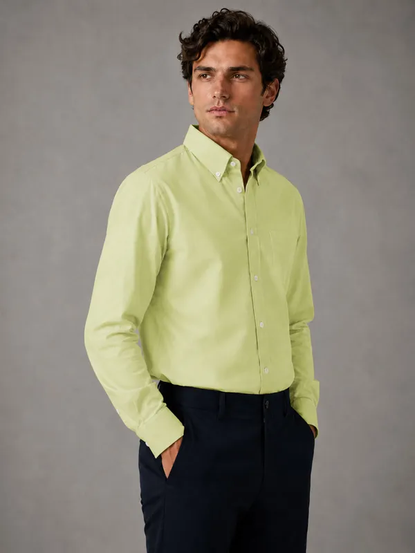 New_Lime_Green_Oxford_Cotton_Shirt_For_Men