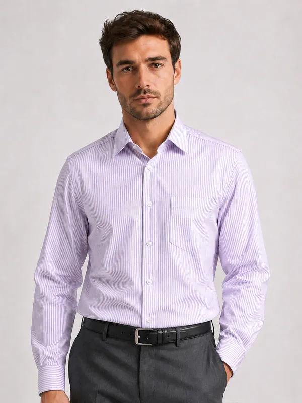 Purple_Light_Green_Stripe_Oxford_Pack_Of_2_Shirts_For_Men