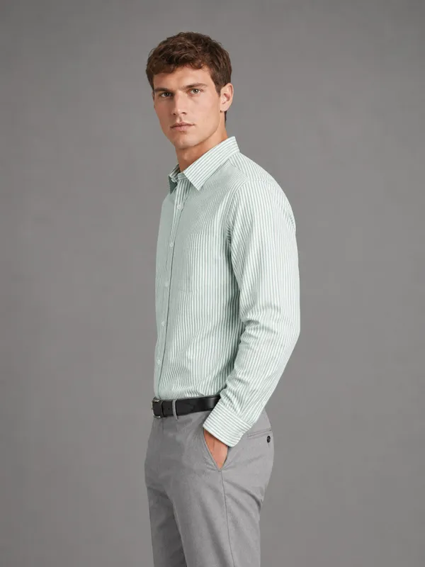 Light_Green_Stripe_Oxford_Shirt_For_Men