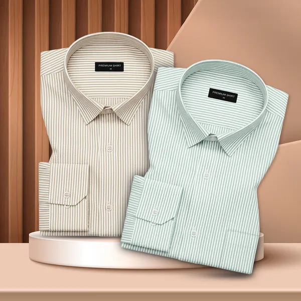 Beige_Light_Green_Stripe_Oxford_Pack_Of_2_Shirts_For_Men