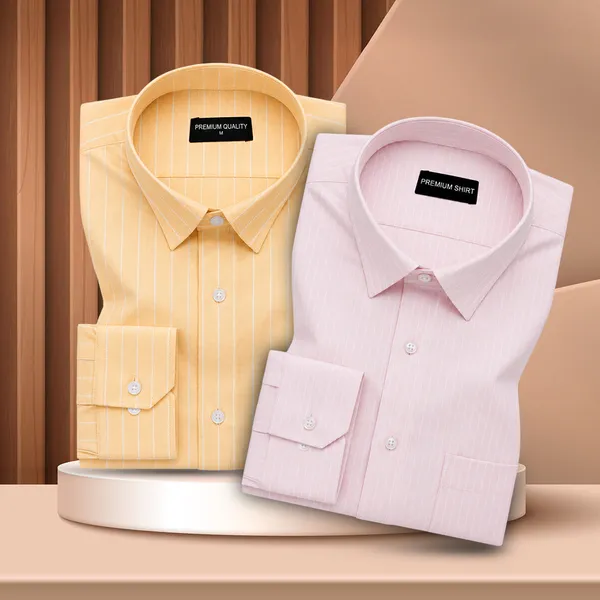 Lemon_Pink_Pinstripe_Oxford_Pack_Of_2_Shirts_For_Men