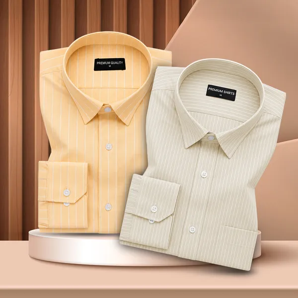 Lemon_Cream_Pinstripe_Oxford_Pack_Of_2_Shirts_For_Men