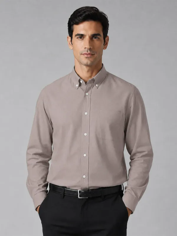 New_Brown_Oxford_Cotton_Shirt_For_Men