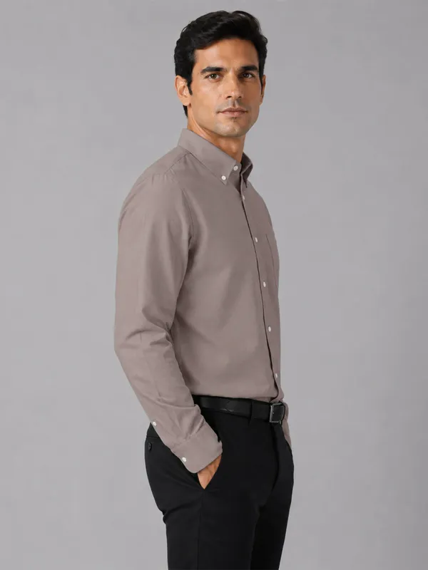 New_Brown_Oxford_Cotton_Shirt_For_Men