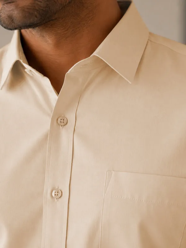 Half_Sleeve_Paper_Cotton_Soft_Beige_Shirt_For_Men