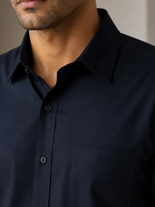 Half_Sleeve_Paper_Cotton_Deep_Navy_Shirt_For_Men