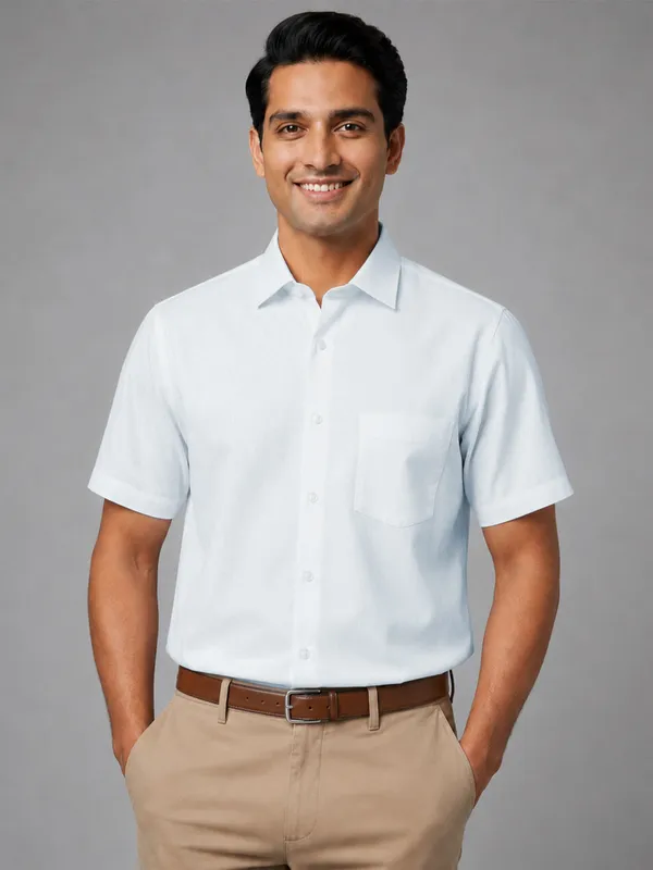 Half_Sleeve_Paper_Cotton_Light_Blue_Shirt_For_Men