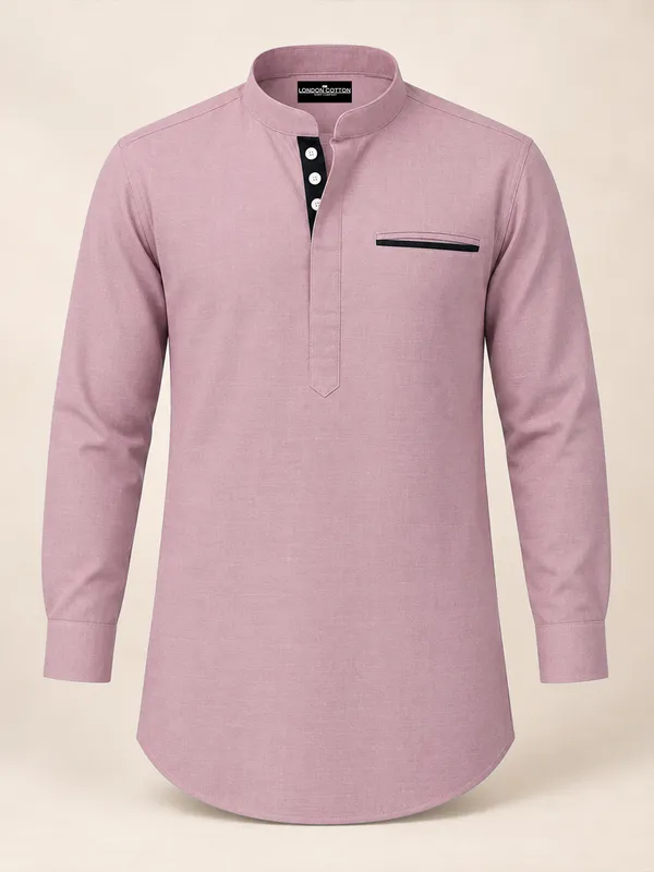 Urban_Fit_Rose_Gold_Short_Linen_Kurta_For_Men