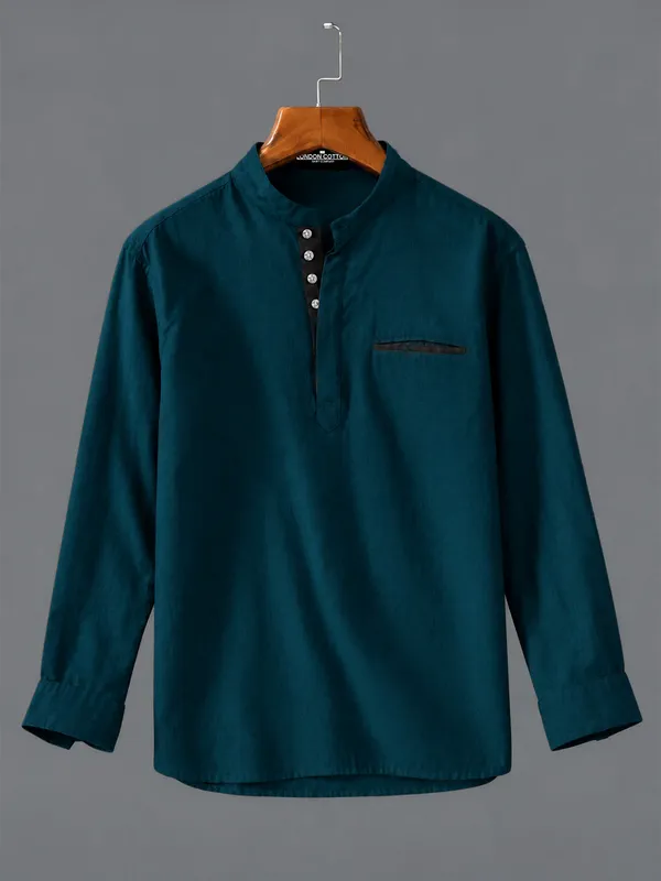 Urban_Fit_Royal_Blue_Short_Linen_Kurta_For_Men