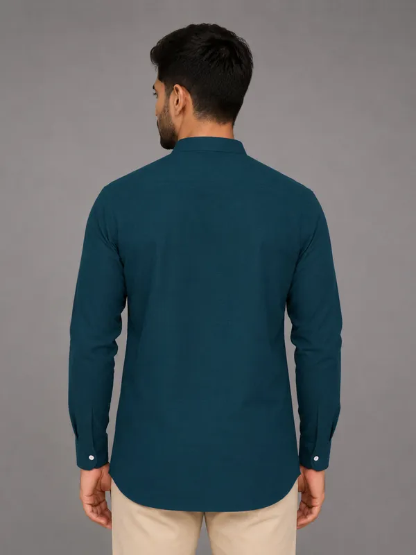 Urban_Fit_Royal_Blue_Short_Linen_Kurta_For_Men