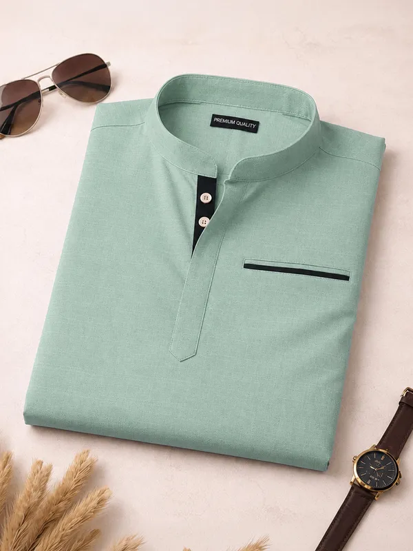 Urban_Fit_Sea_Green_Short_Linen_Kurta_For_Men