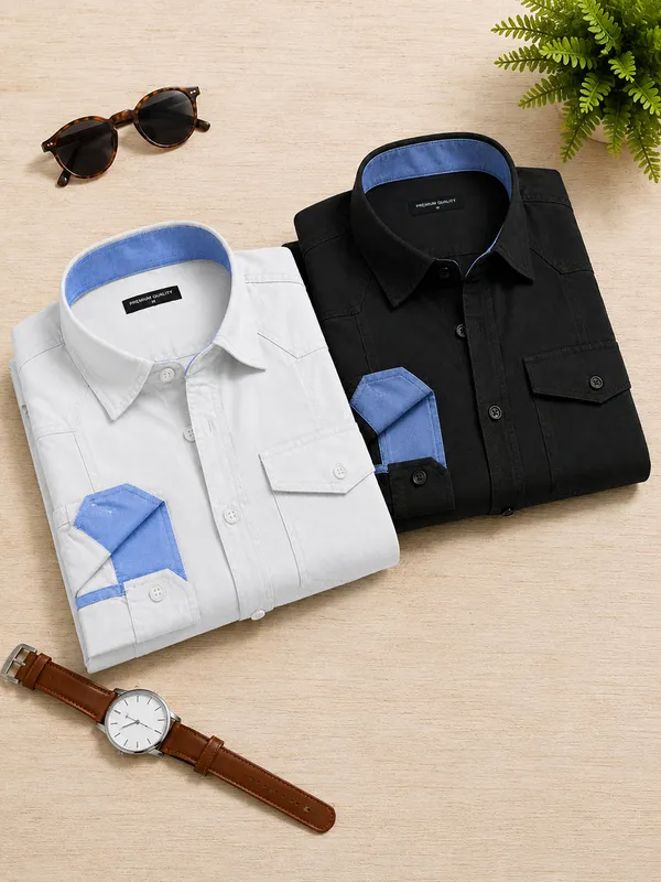 Pack_Of_2_Cargo_Style_White_Black_Shirt