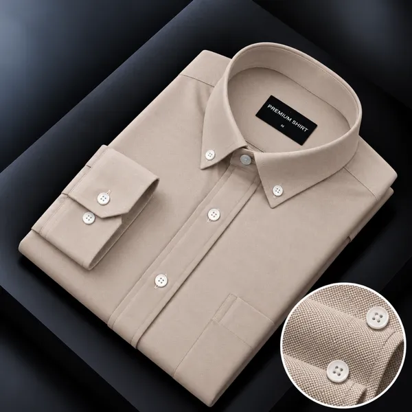 Oxford_Cotton_Beige_Shirt_For_Men