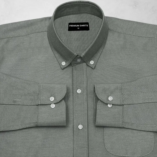 Oxford_Cotton_Olive_Shirt_For_Men