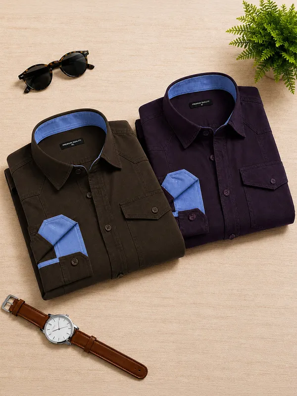 Pack_Of_2_Cargo_Style_Wine_Dark_Brown_Shirt