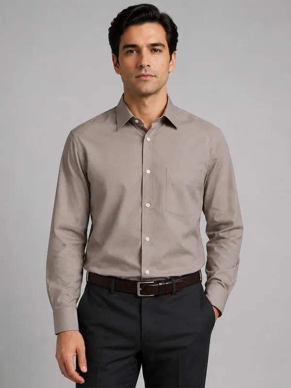 Brown_Formal_Oxford_Cotton_Shirt_For_Men